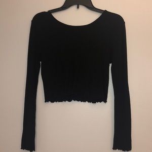 Long Sleeve Black Crop Top